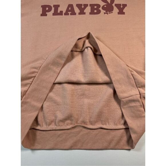 PLAYBOY Logo Front and Back Sweatshirt Crewneck Peach Oversized Women's XL EUC - Picture 7 of 8